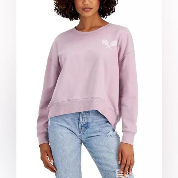 REBELLIOUS ONE Juniors' Tennis Club Front/Back Graphic Sweatshirt - Picture 1 of 8
